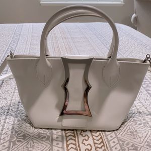 Dora Teymur white mini leather lament tote bag